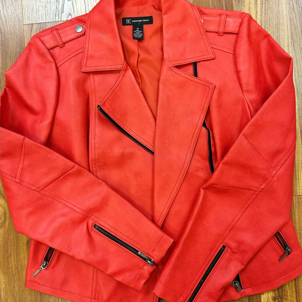 Inc Red Shell Non Leather Lining Jacket - image 1